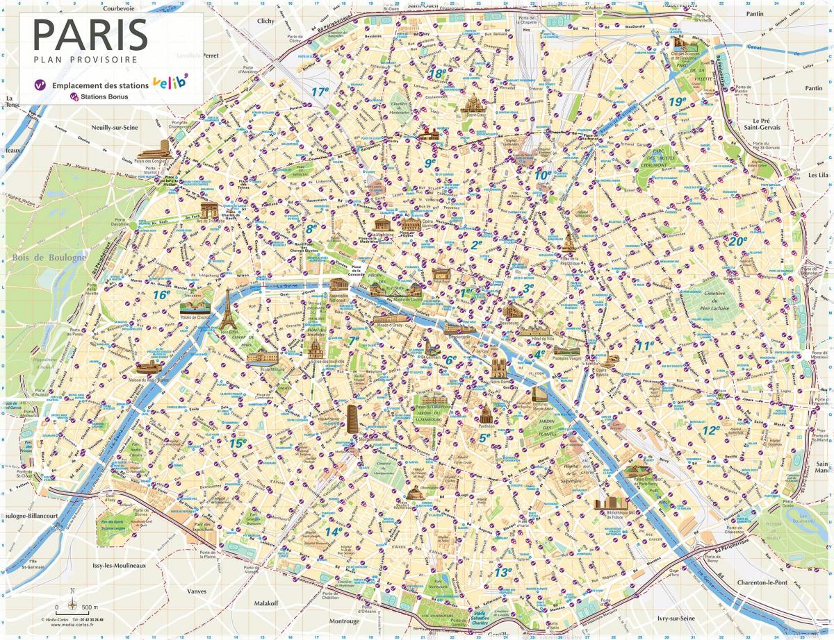 Paris de bicicleta compartilhar mapa