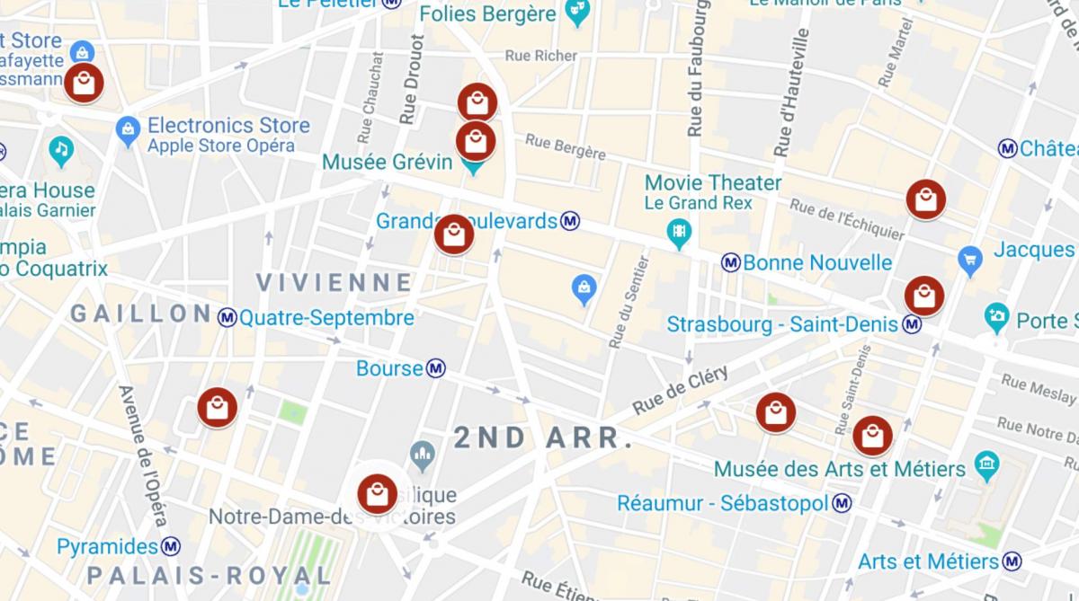 O mapa de Paris passagens