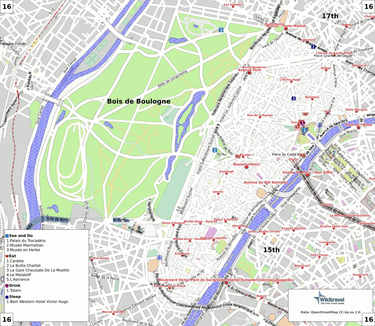 Mapa do 16 ° distrito de Paris 