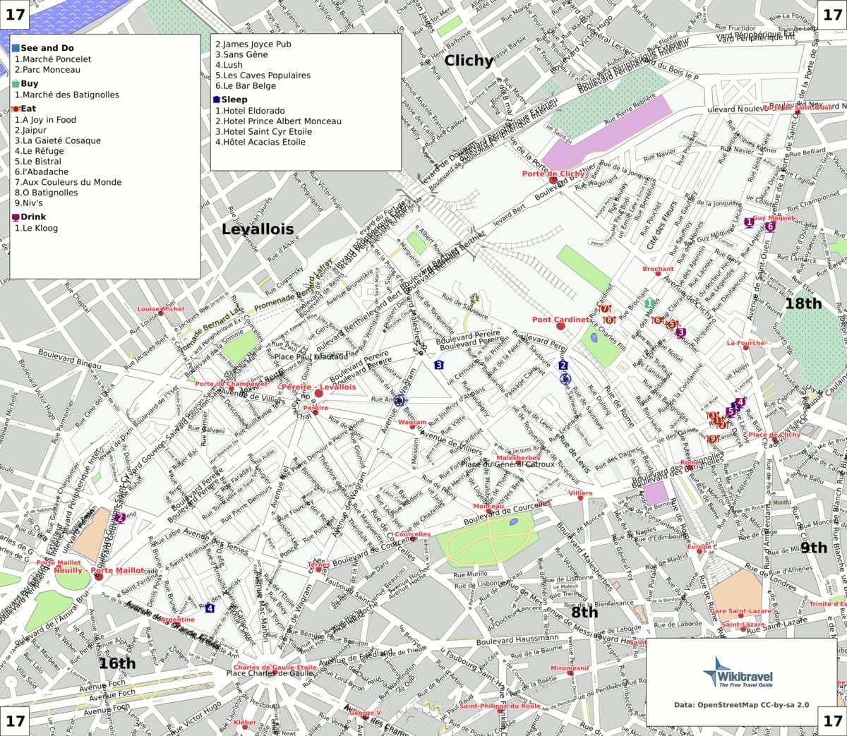 Mapa do 17º arrondissement de Paris