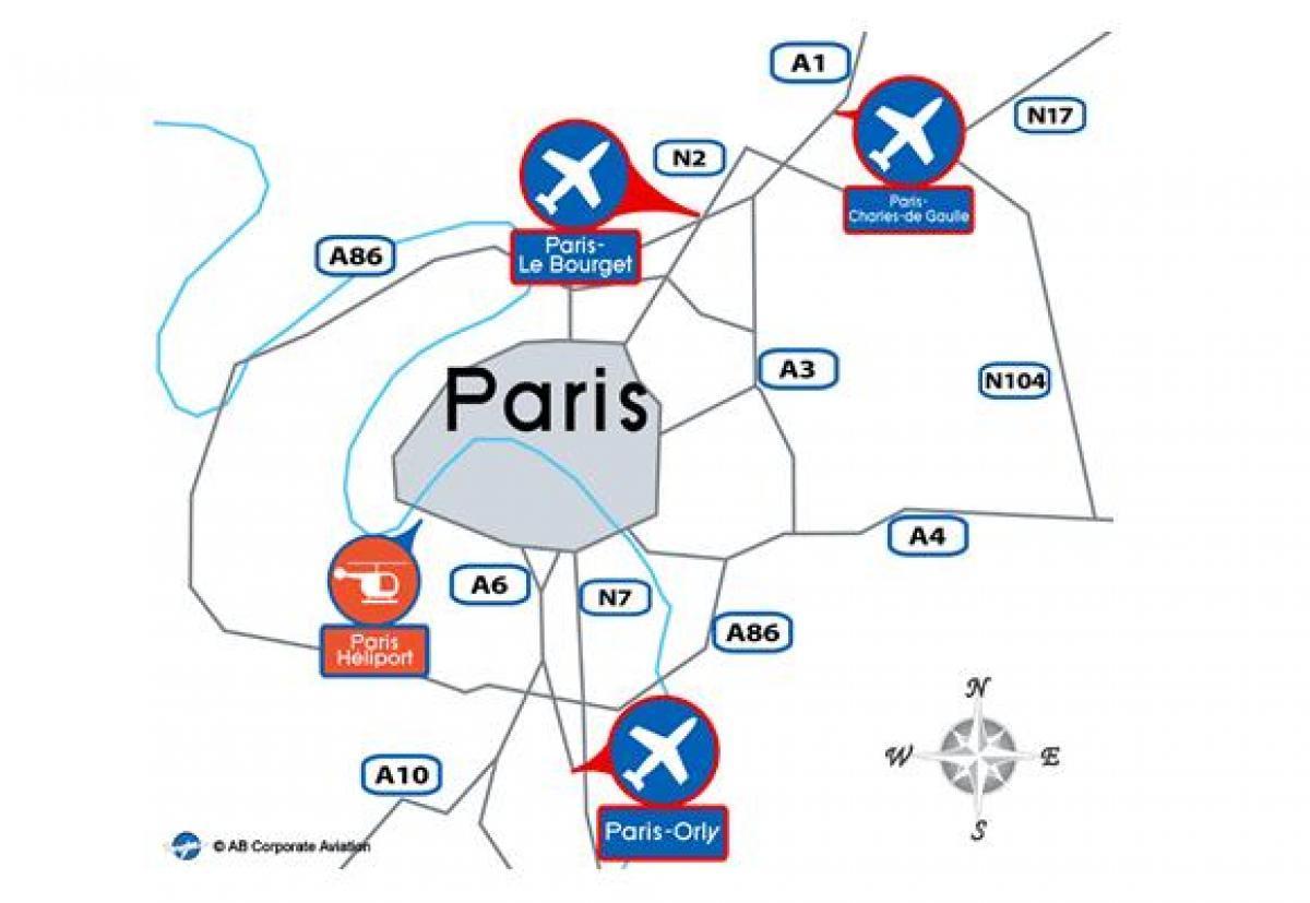 Mapa do aeroporto internacional de Paris