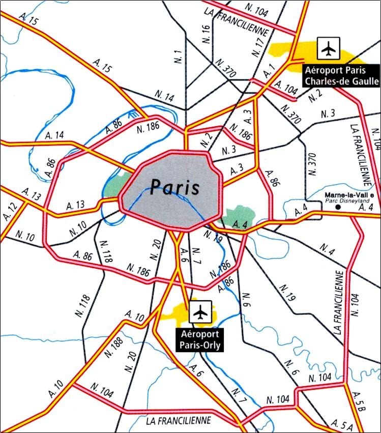 Aeroporto em Paris a um localizações do mapa