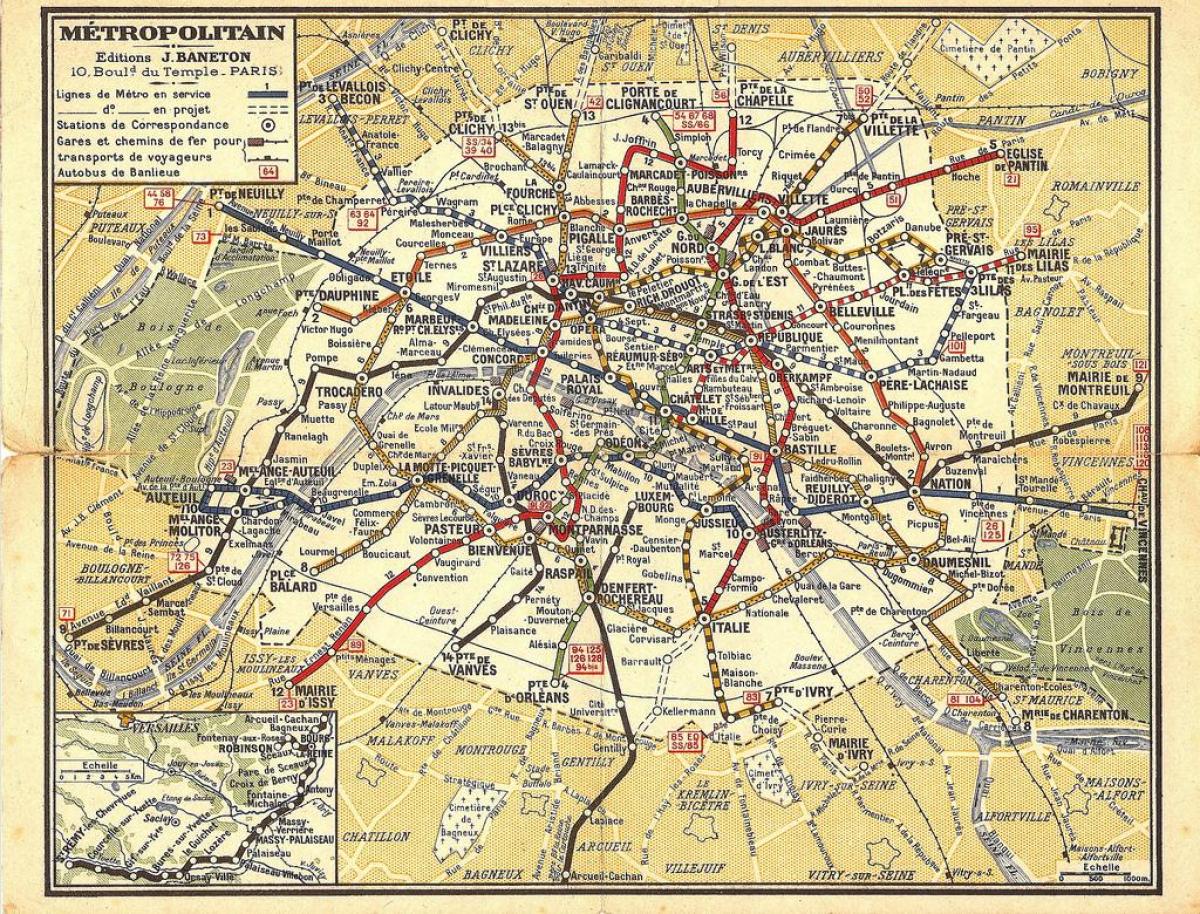 Mapa da antiga Paris do metro