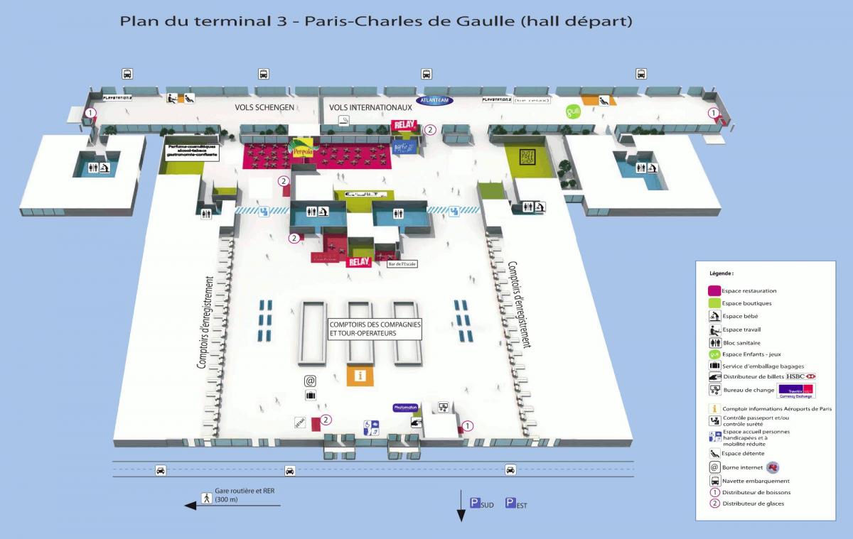 Mapa do cdg terminal 3