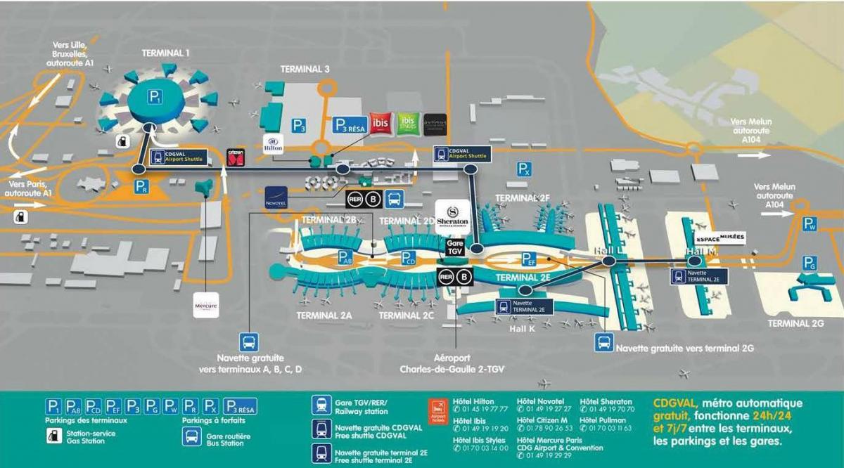 Paris charles de gaulle airport mapa