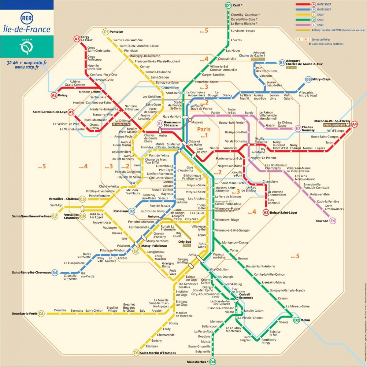 Paris de trem rer mapa