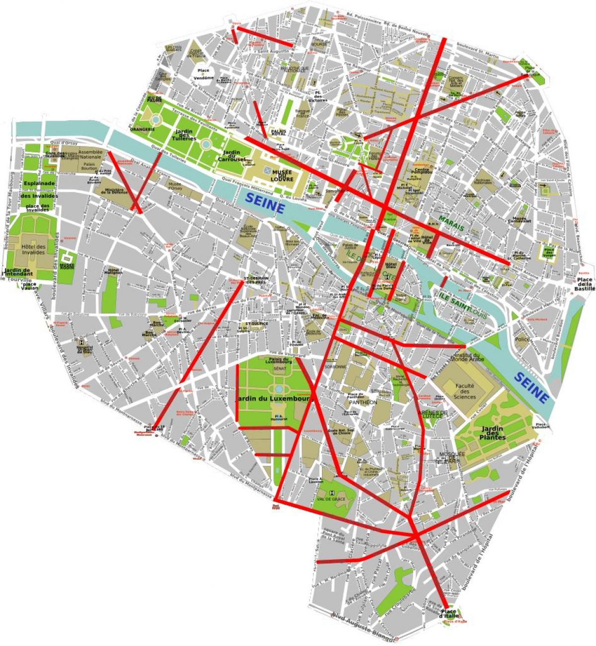 Mapa de haussmann em Paris