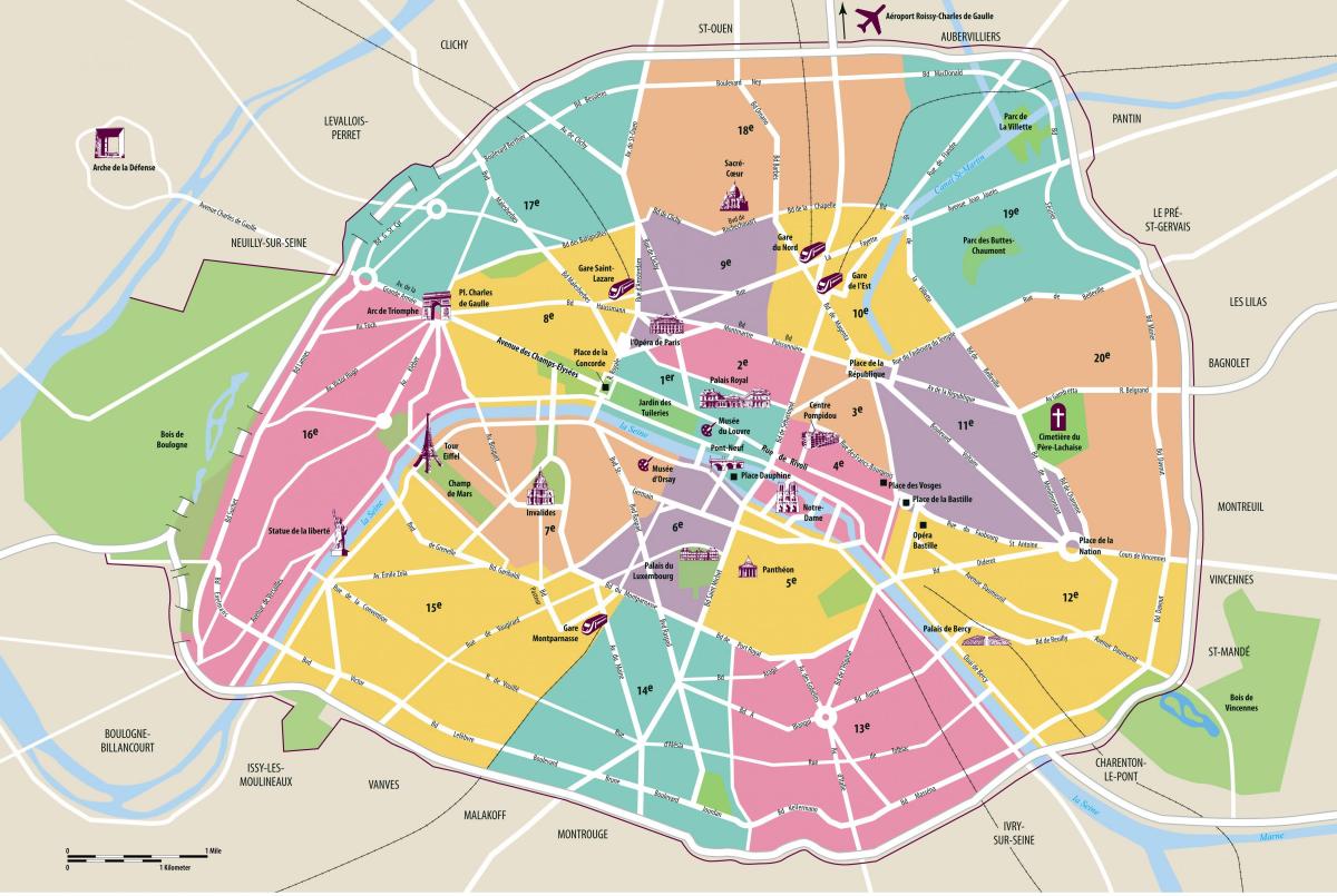 mapa da cidade de Paris