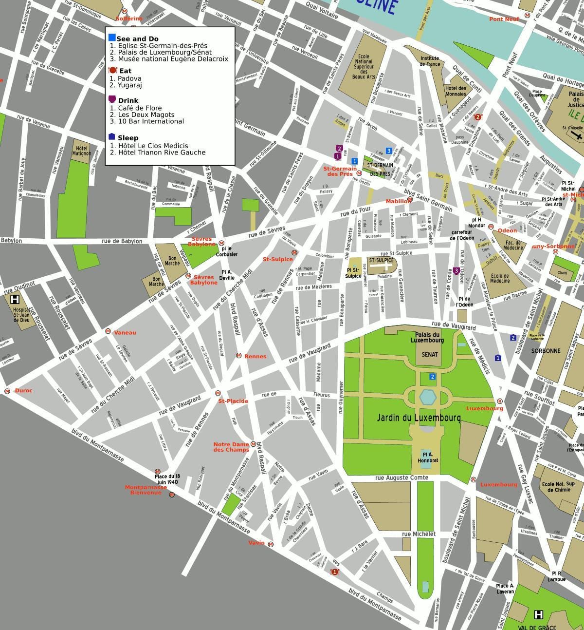 Mapa do 6º arrondissement de Paris