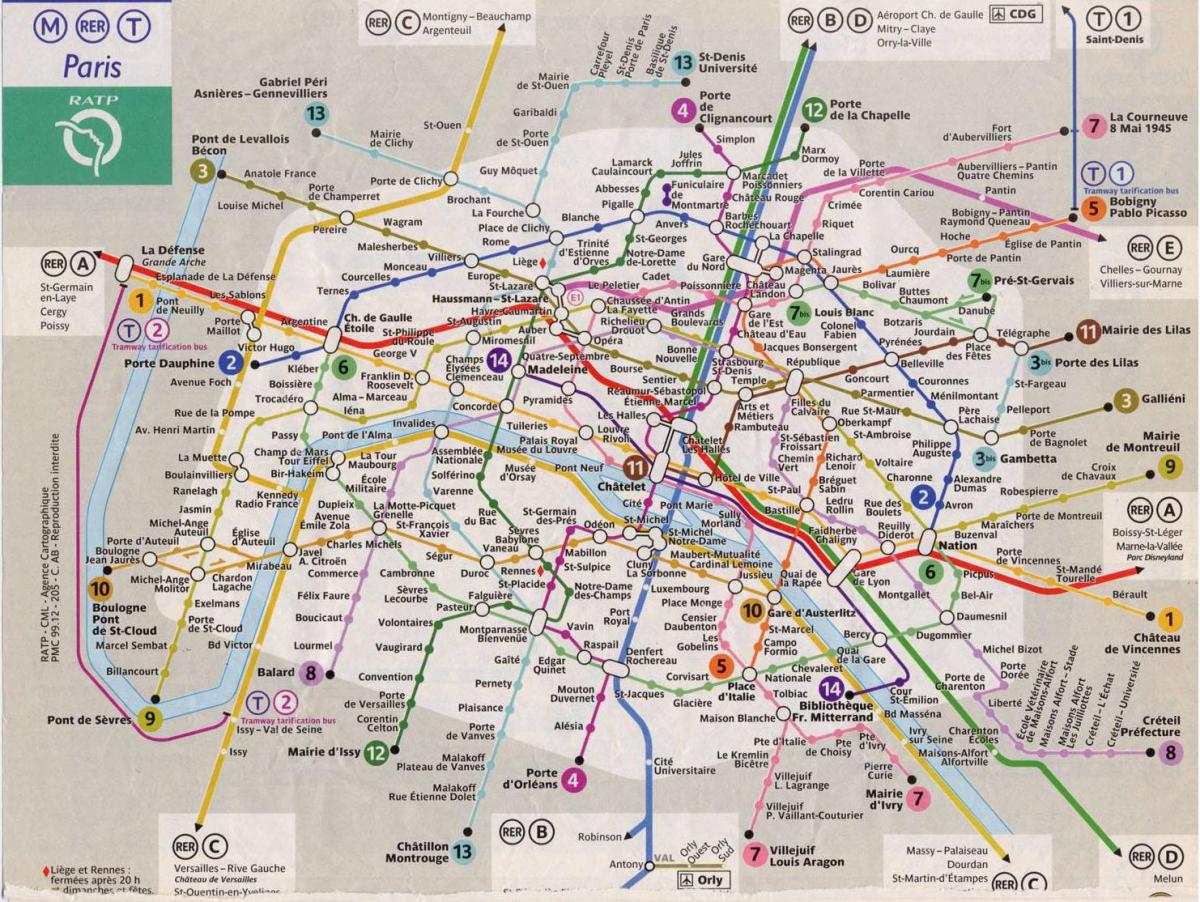 De Paris a linha de trem mapa