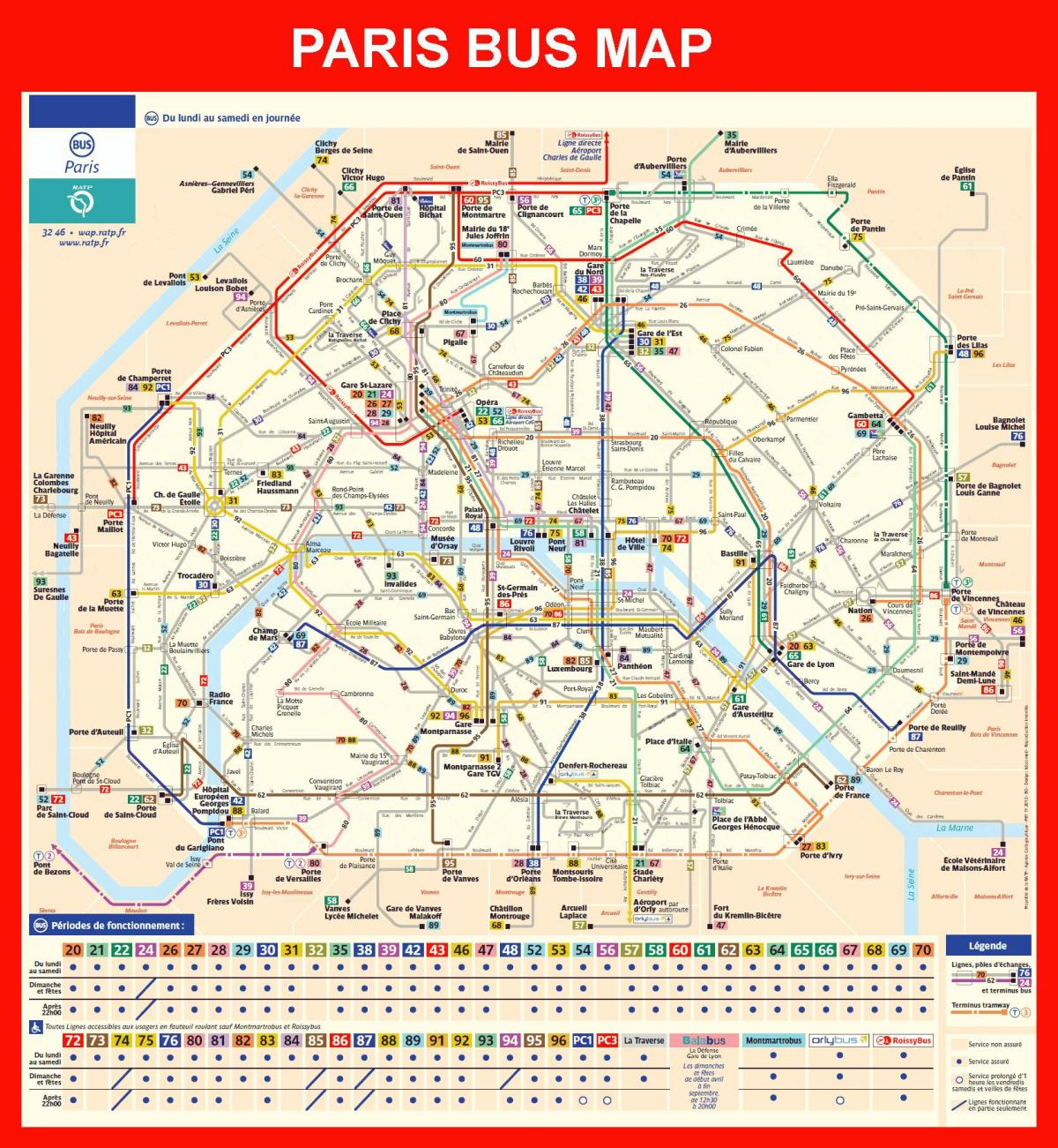 O mapa de Paris estação de autocarro