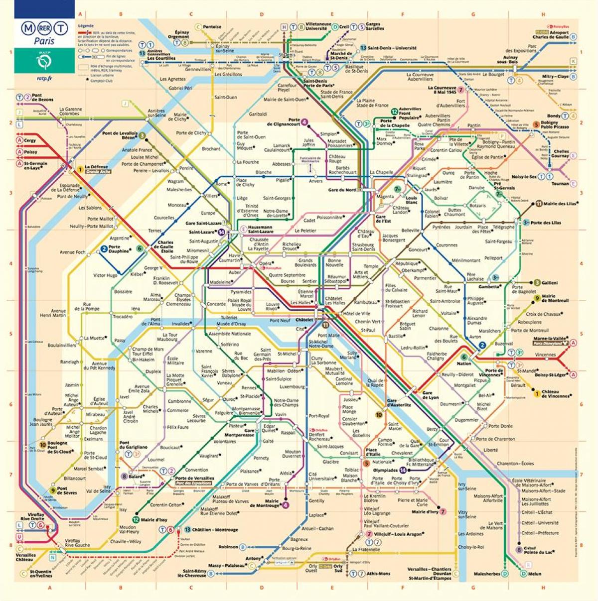 O mapa de Paris a estação de metro