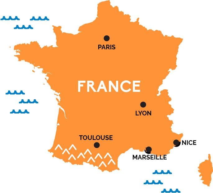 Paris, França no mapa