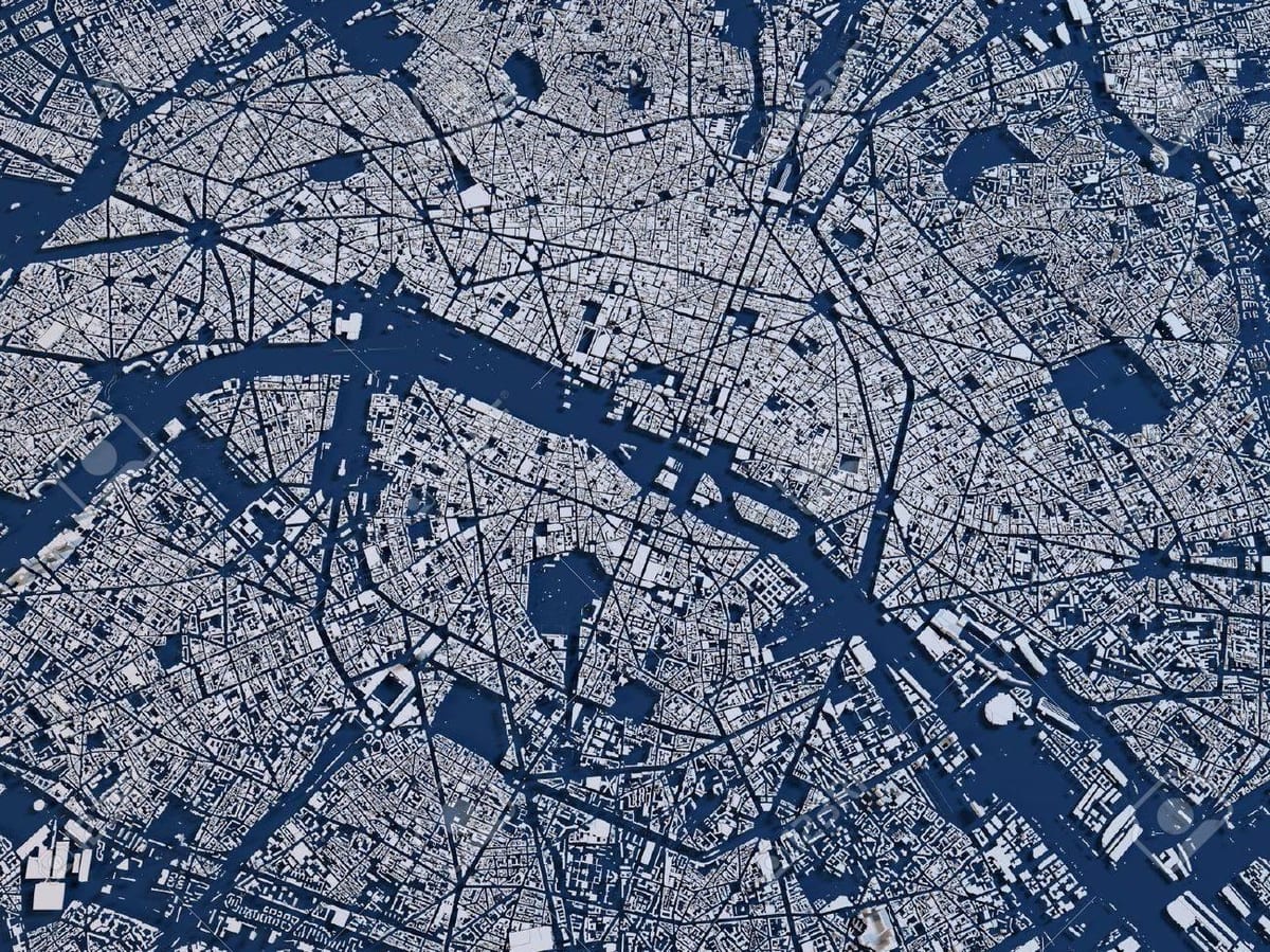 O mapa de Paris satélite 