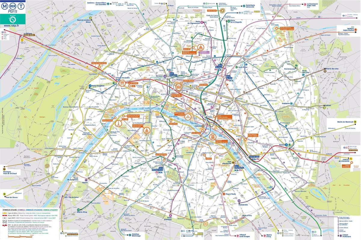 Paris pública de trânsito mapa
