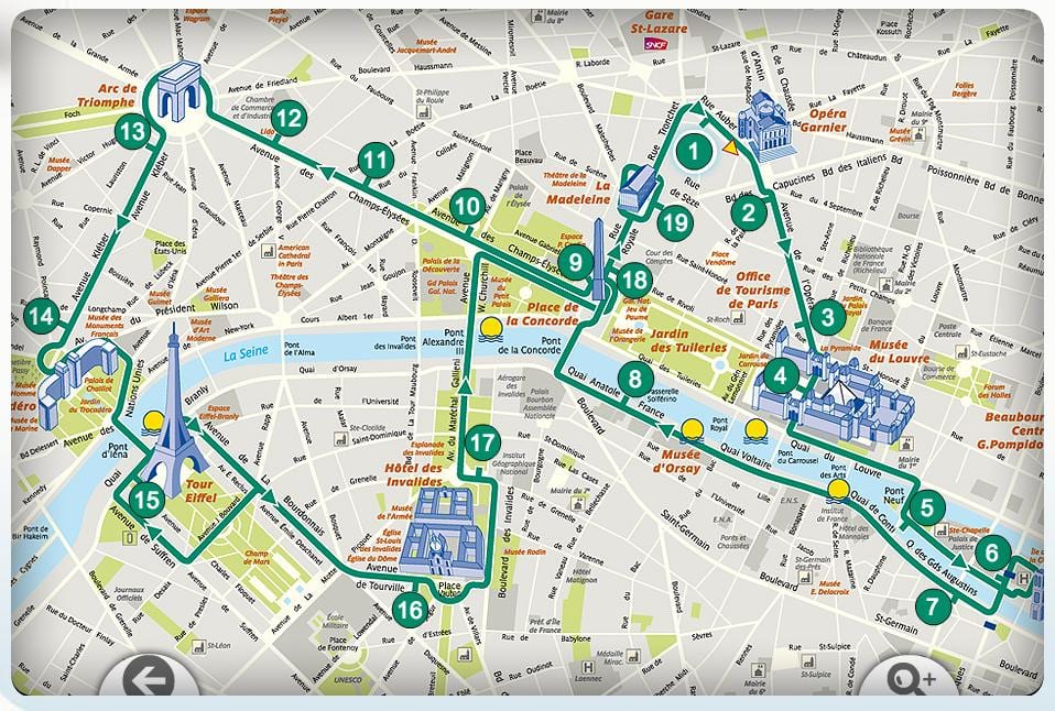 Paris, a uma curta turnê mapa
