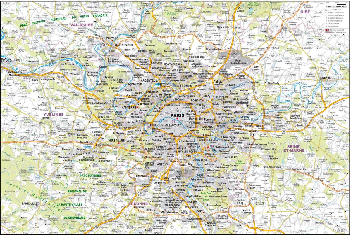 Paris estrada mapa