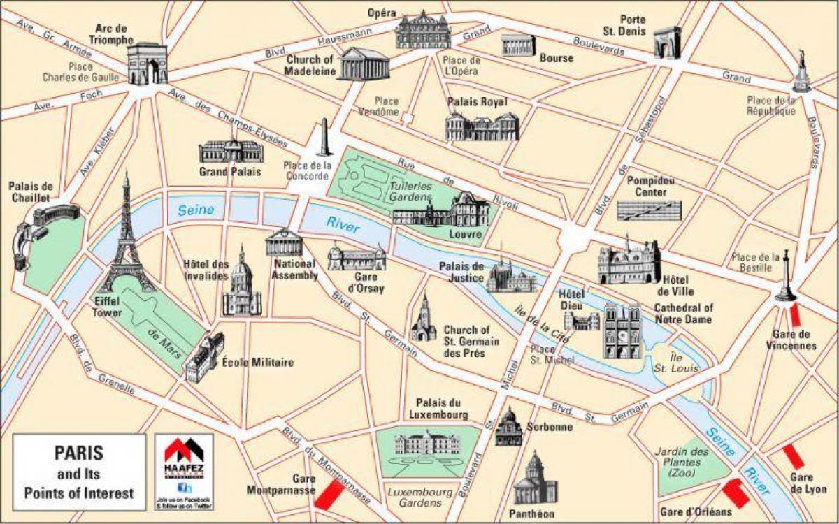 O mapa de Paris igrejas 