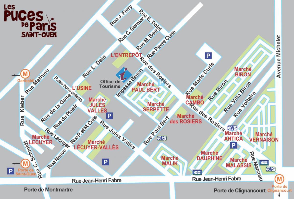Paris shopping mapa do distrito