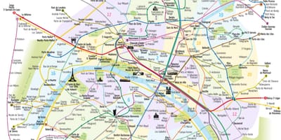 Mapa do metrô de Paris com atrações