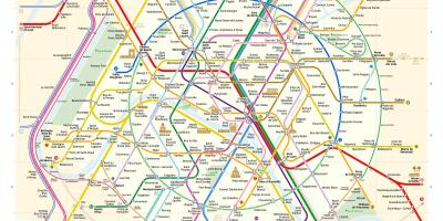 Trem mapa de Paris, França