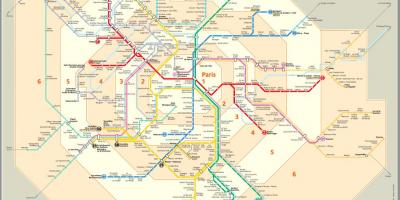 De transporte de Paris mapa com as zonas de