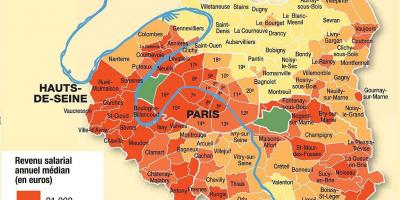 O mapa de Paris e subúrbios